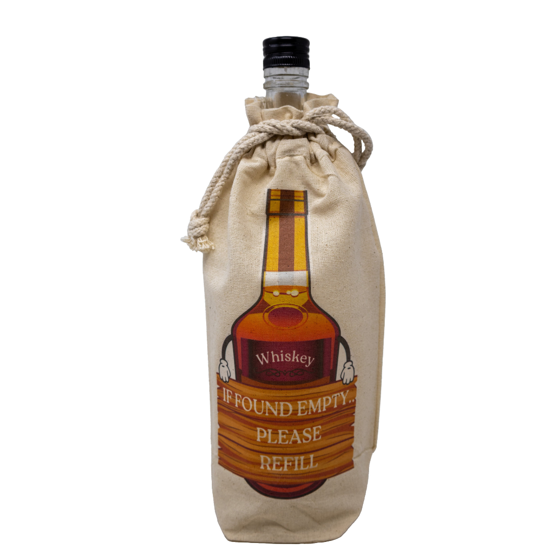 "If Empty Please Refill" Whiskey Funny Gift Bags for Liquor, Whiskey Bottles |
