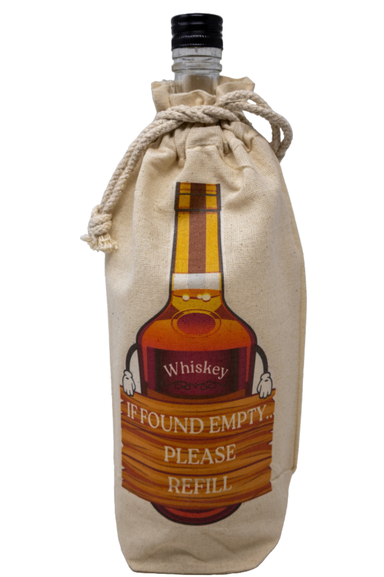 "If Empty Please Refill" Whiskey Funny Gift Bags for Liquor, Whiskey Bottles |