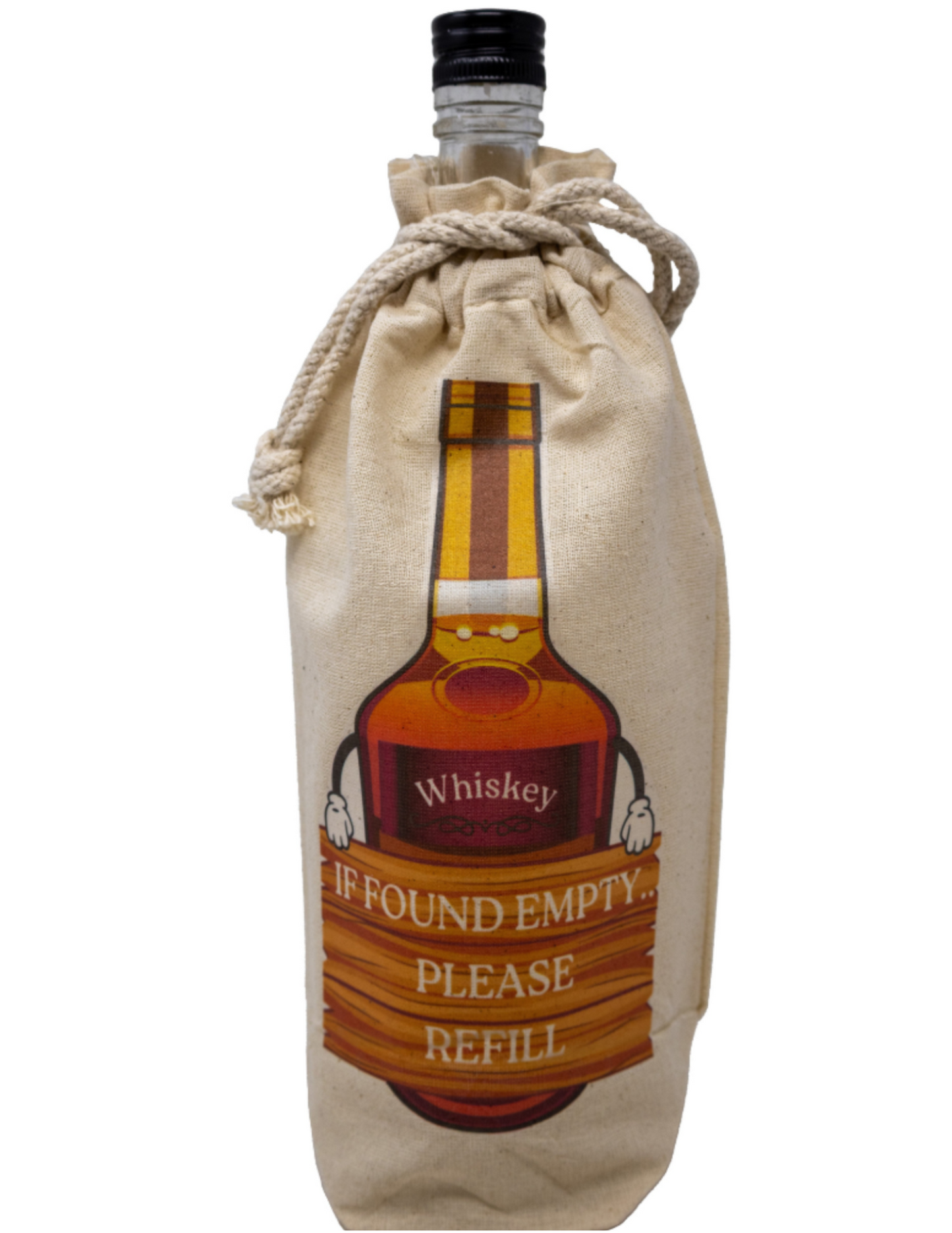 "If Empty Please Refill" Whiskey Funny Gift Bags for Liquor, Whiskey Bottles |