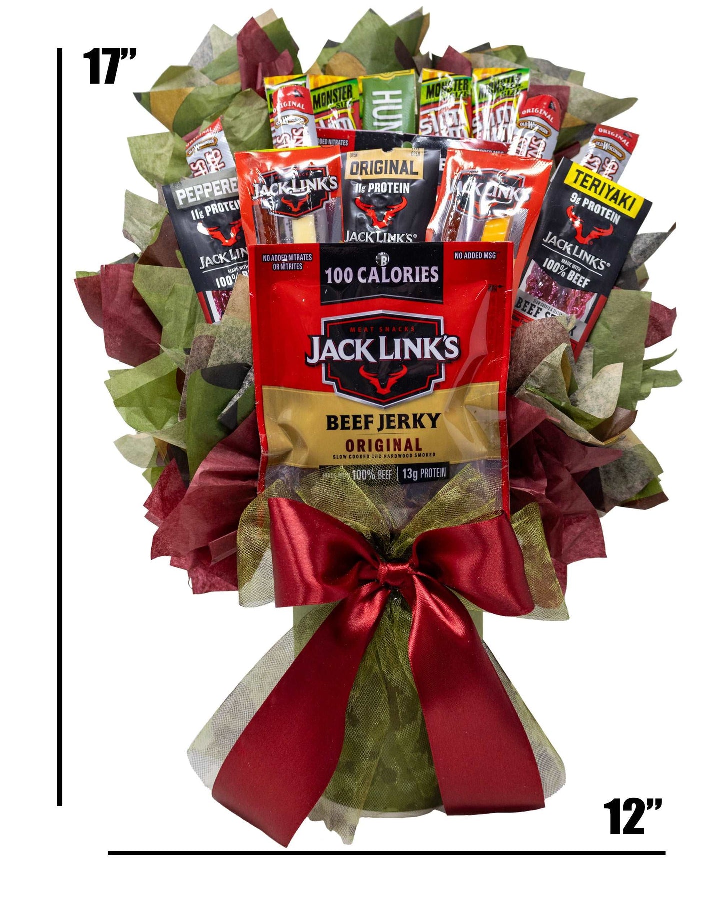 Beef Jerky Bouquet with a Unique Variety of Name Brand Meat Snacks