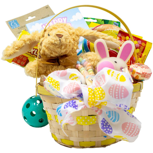 Yellow Polka Dot Prefilled Easter Basket