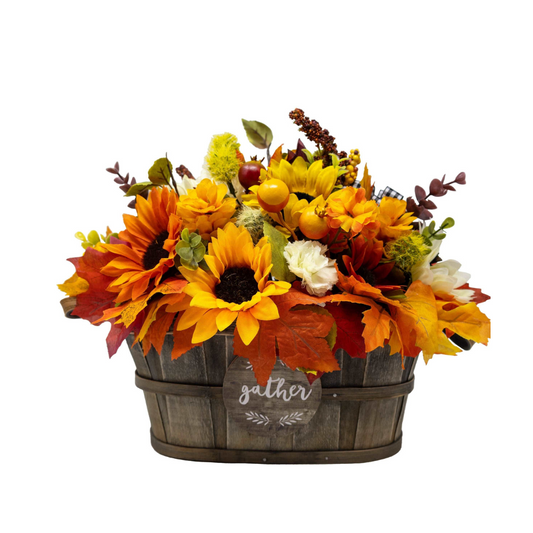 Fall Harvest Centerpiece in Wooden Basket