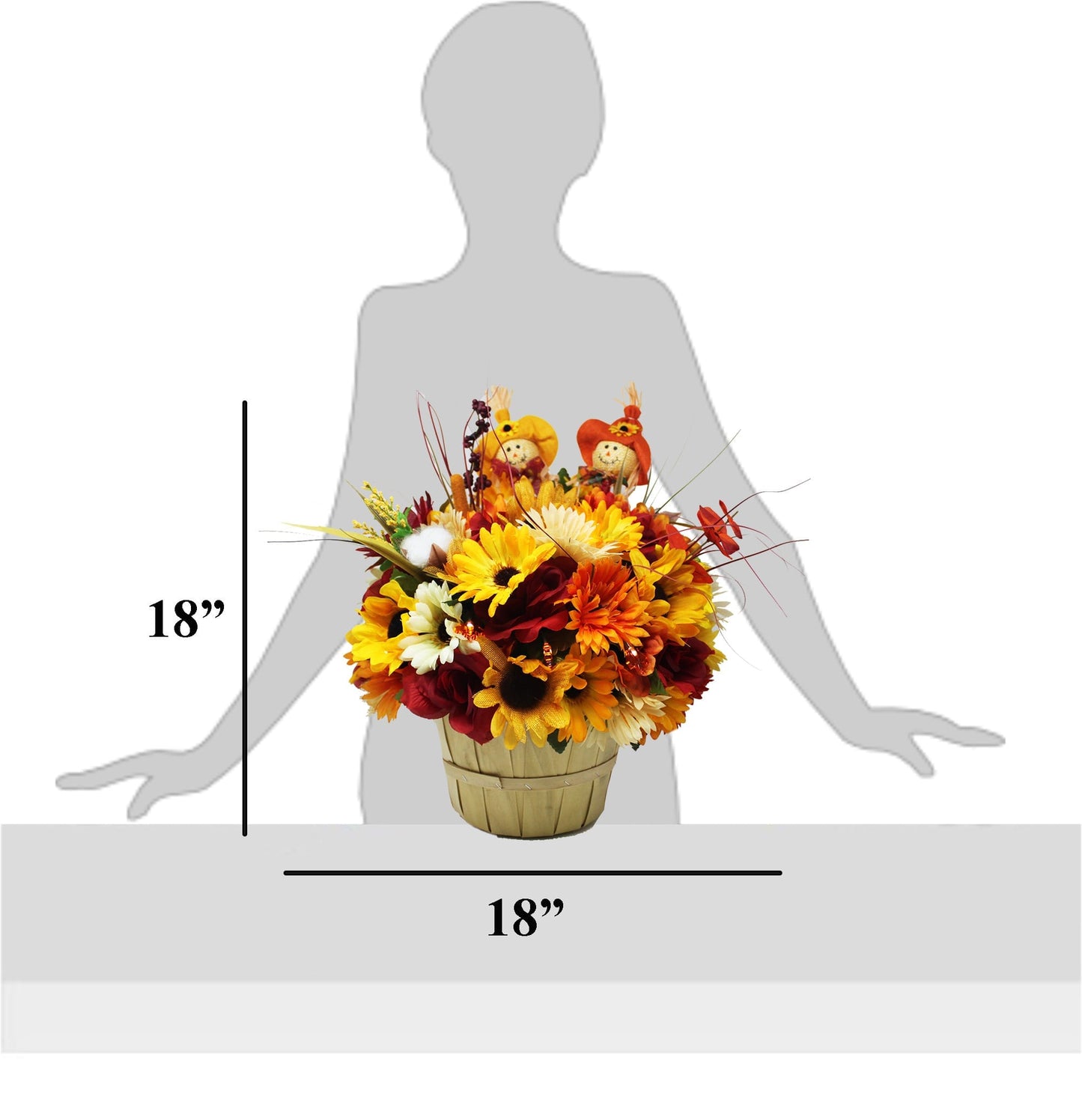 Apple Pickin Scarecrow Bouquet Woman Silhouette with Dimensions