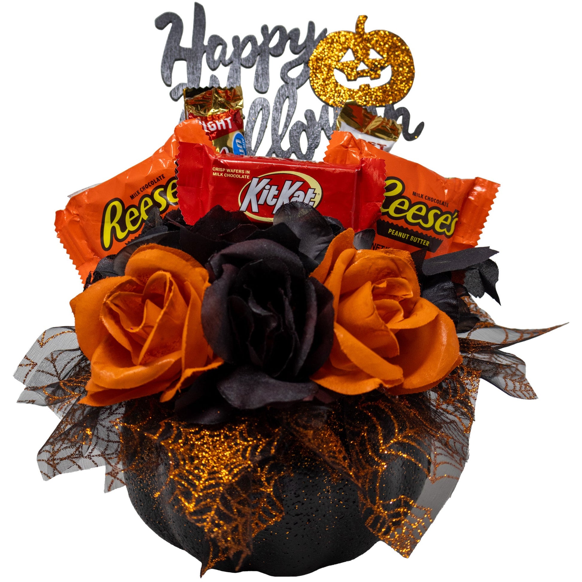 Black Pumpkin Floral Candy Bouquet