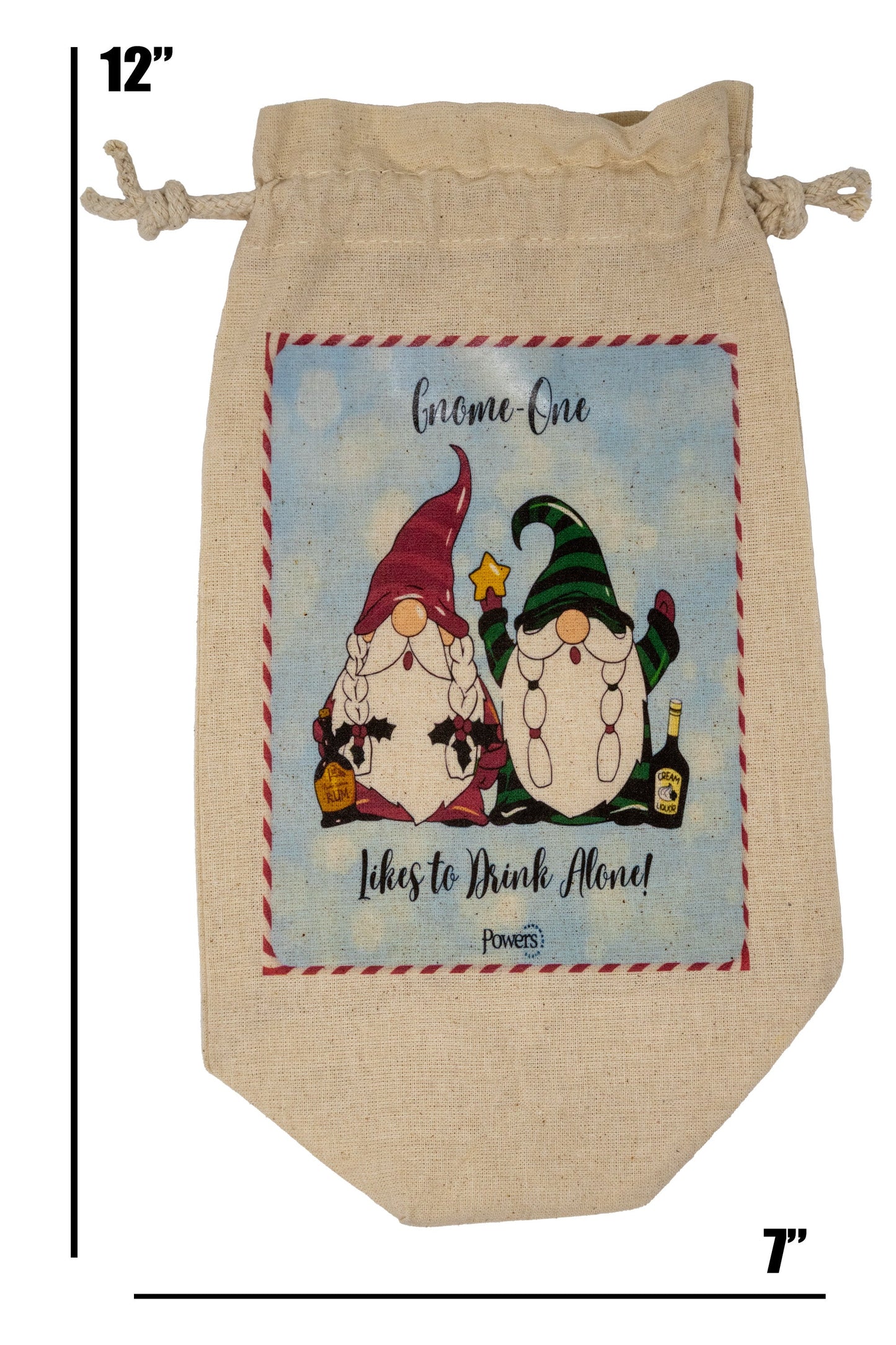 Gnome-one Likes to Drink Alone Funny Liquor, Whiskey, Wine Gift Bag