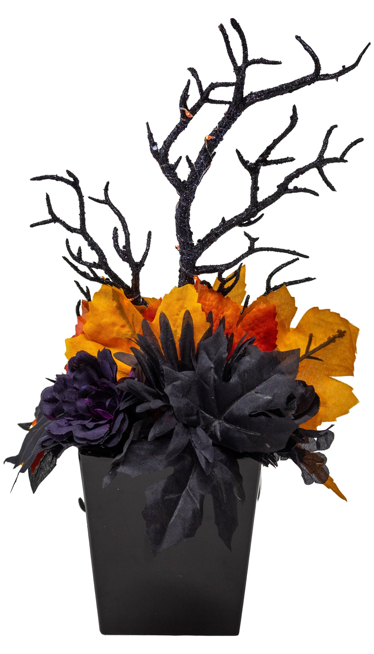Happy Halloween Floral Arrangement With Fairy Lights