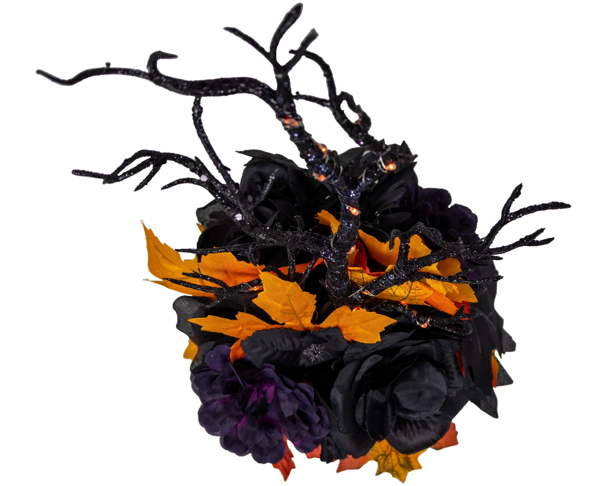 Happy Halloween Floral Arrangement With Fairy Lights