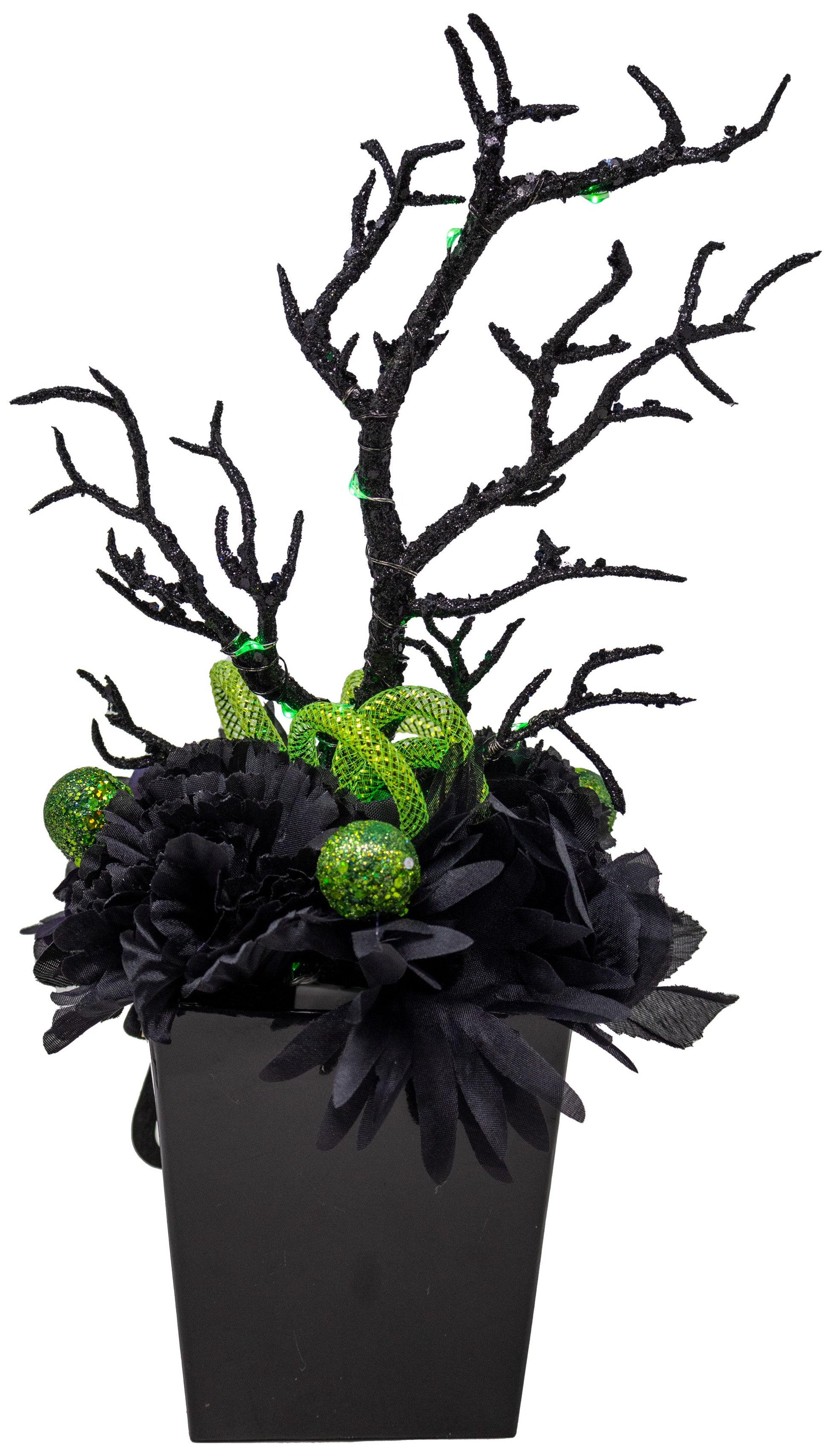 Spooky Halloween Floral Arrangement With Fairy Lights