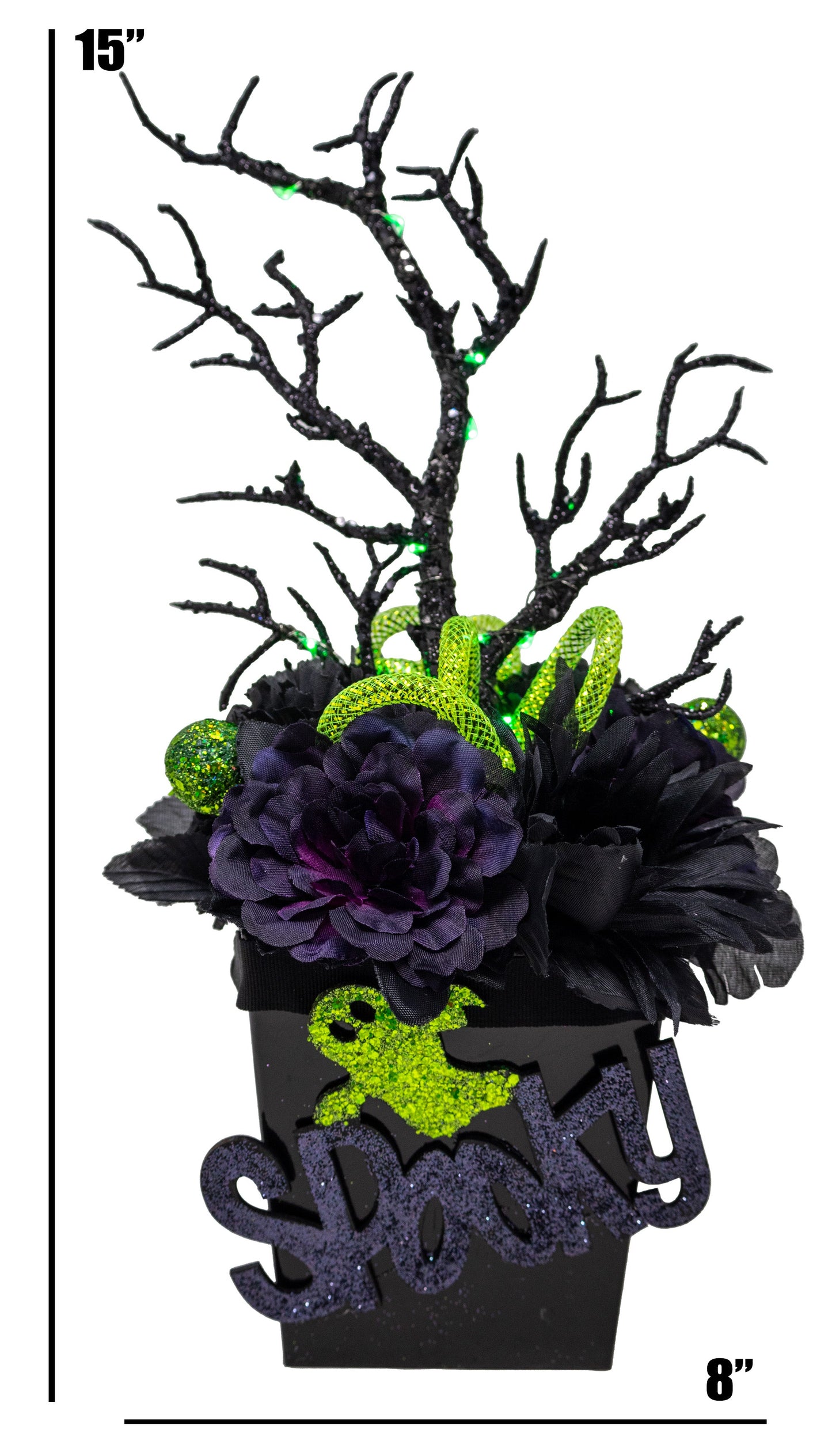 Spooky Halloween Floral Arrangement With Fairy Lights