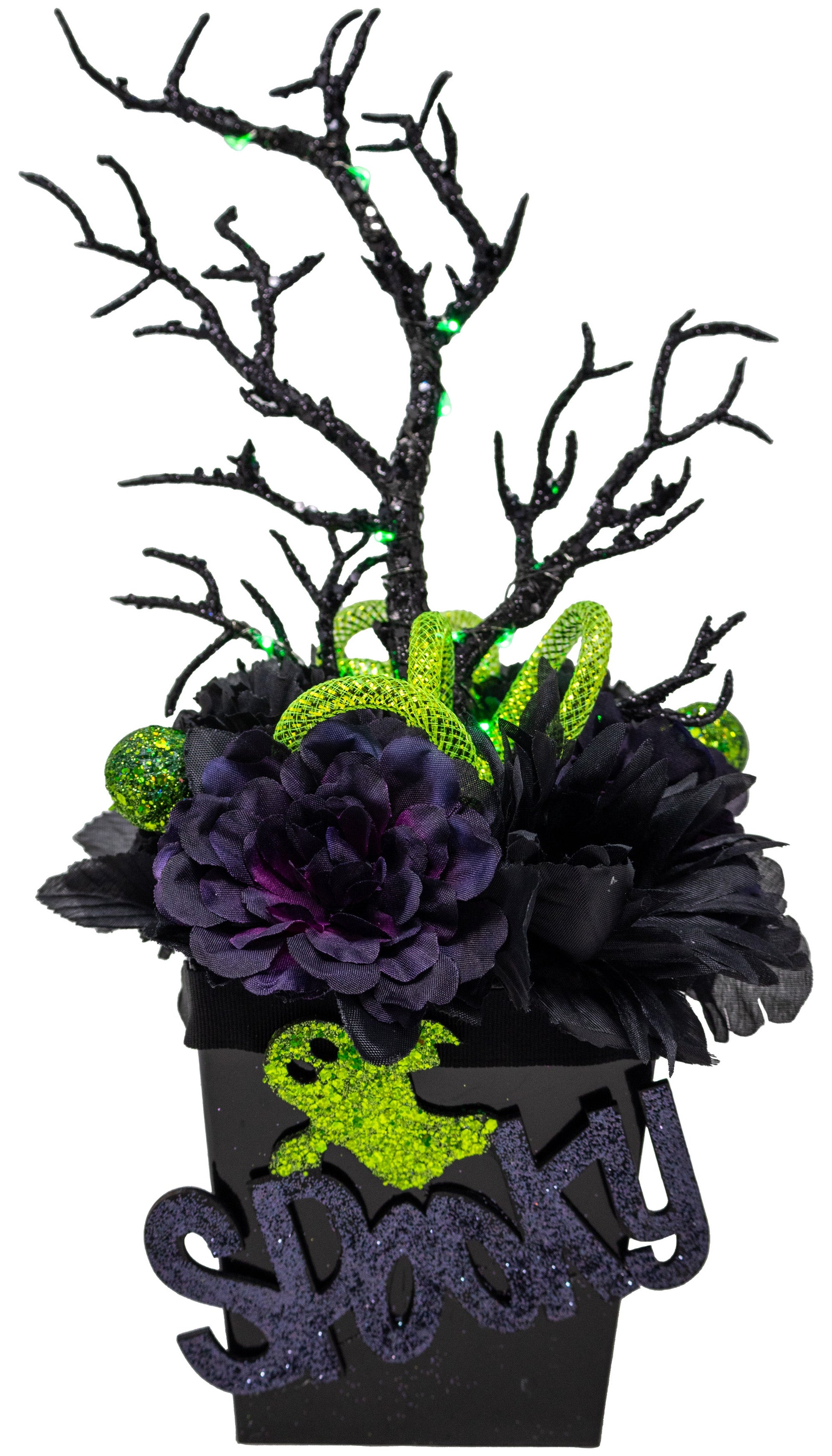 Spooky Halloween Floral Arrangement With Fairy Lights