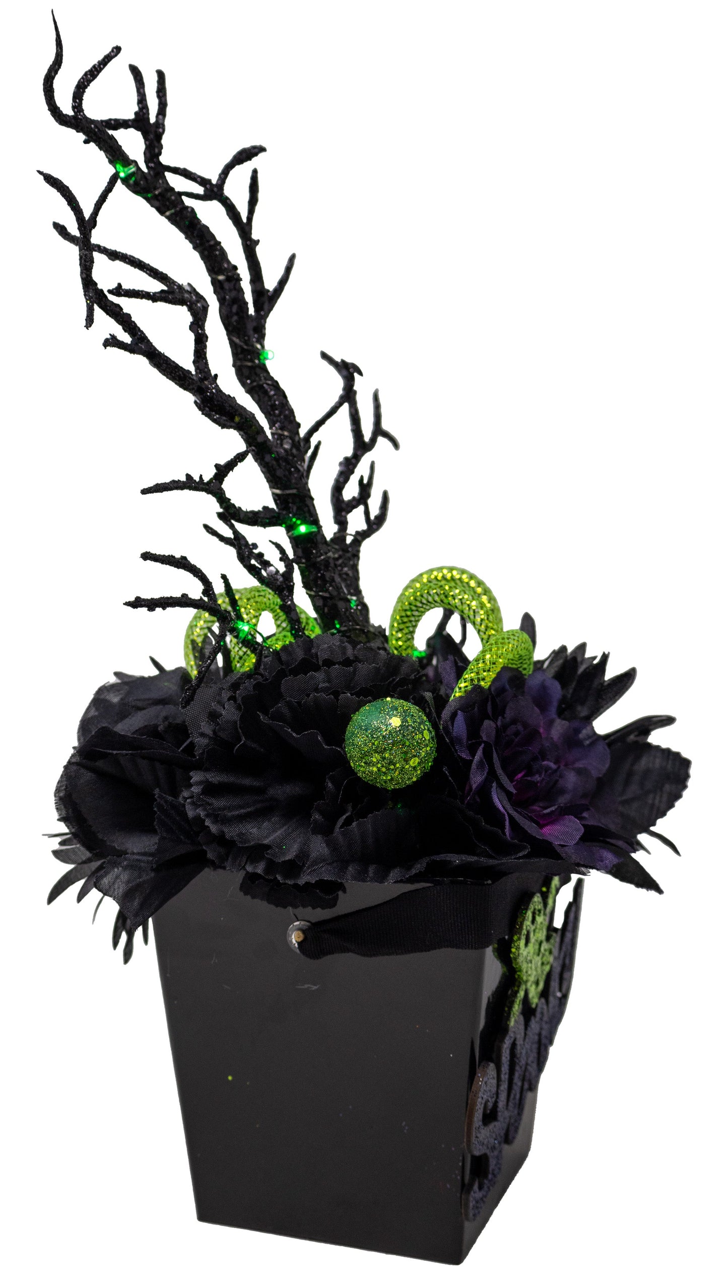 Spooky Halloween Floral Arrangement With Fairy Lights