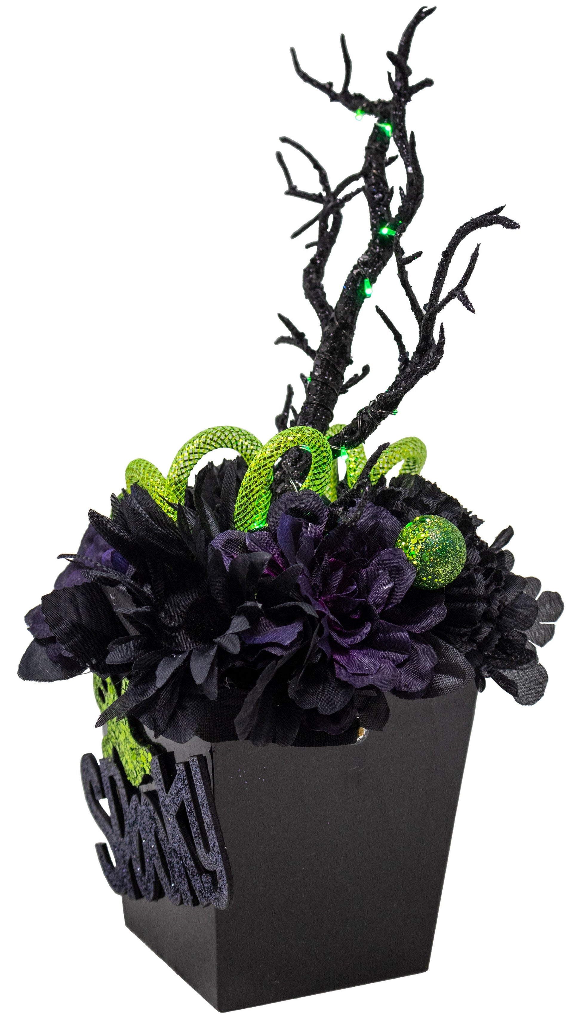 Spooky Halloween Floral Arrangement With Fairy Lights