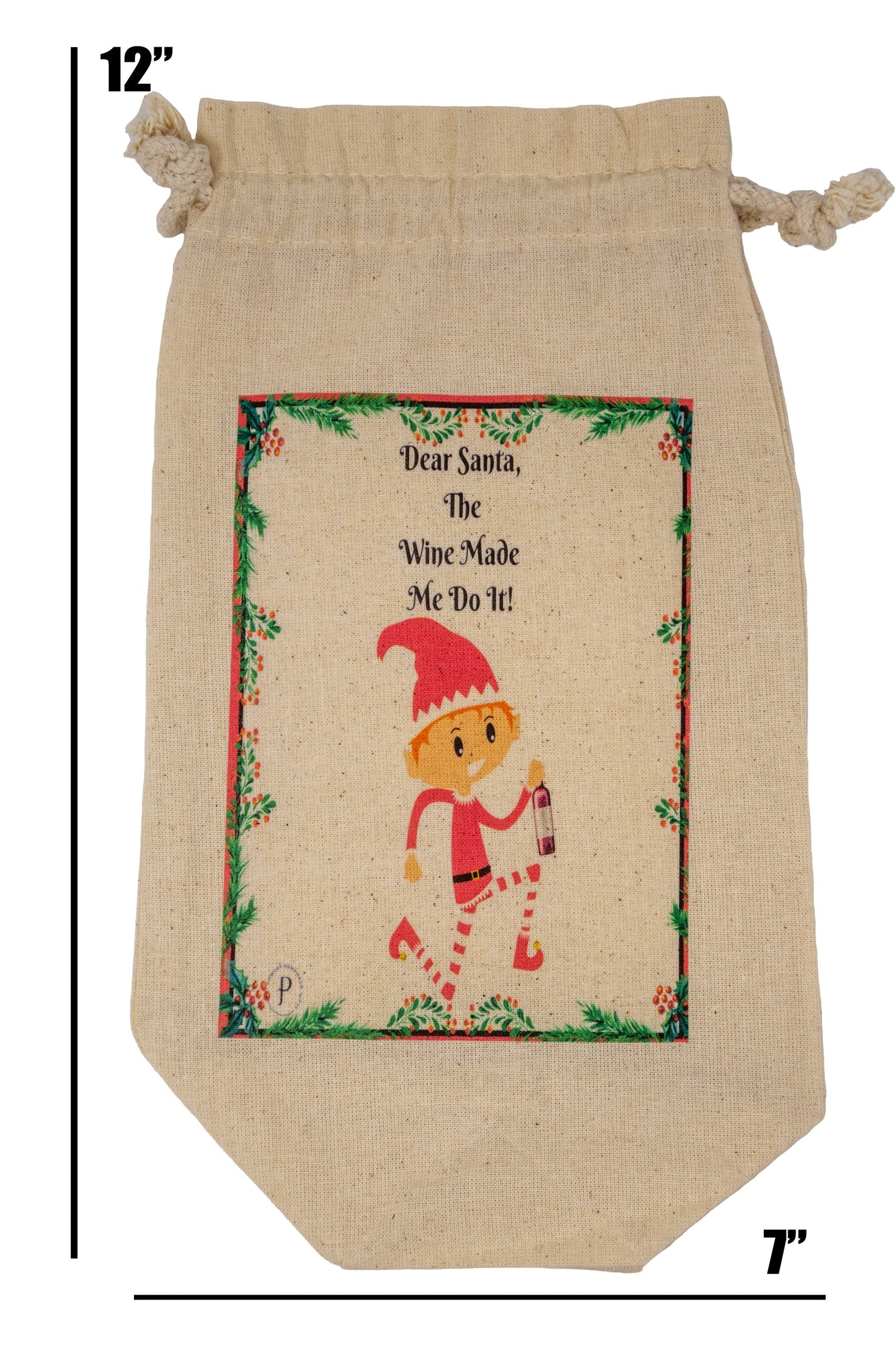 Dear Santa The Wine Made Me Do It Gift Bag for Liquor, Whiskey and Wine Bottles