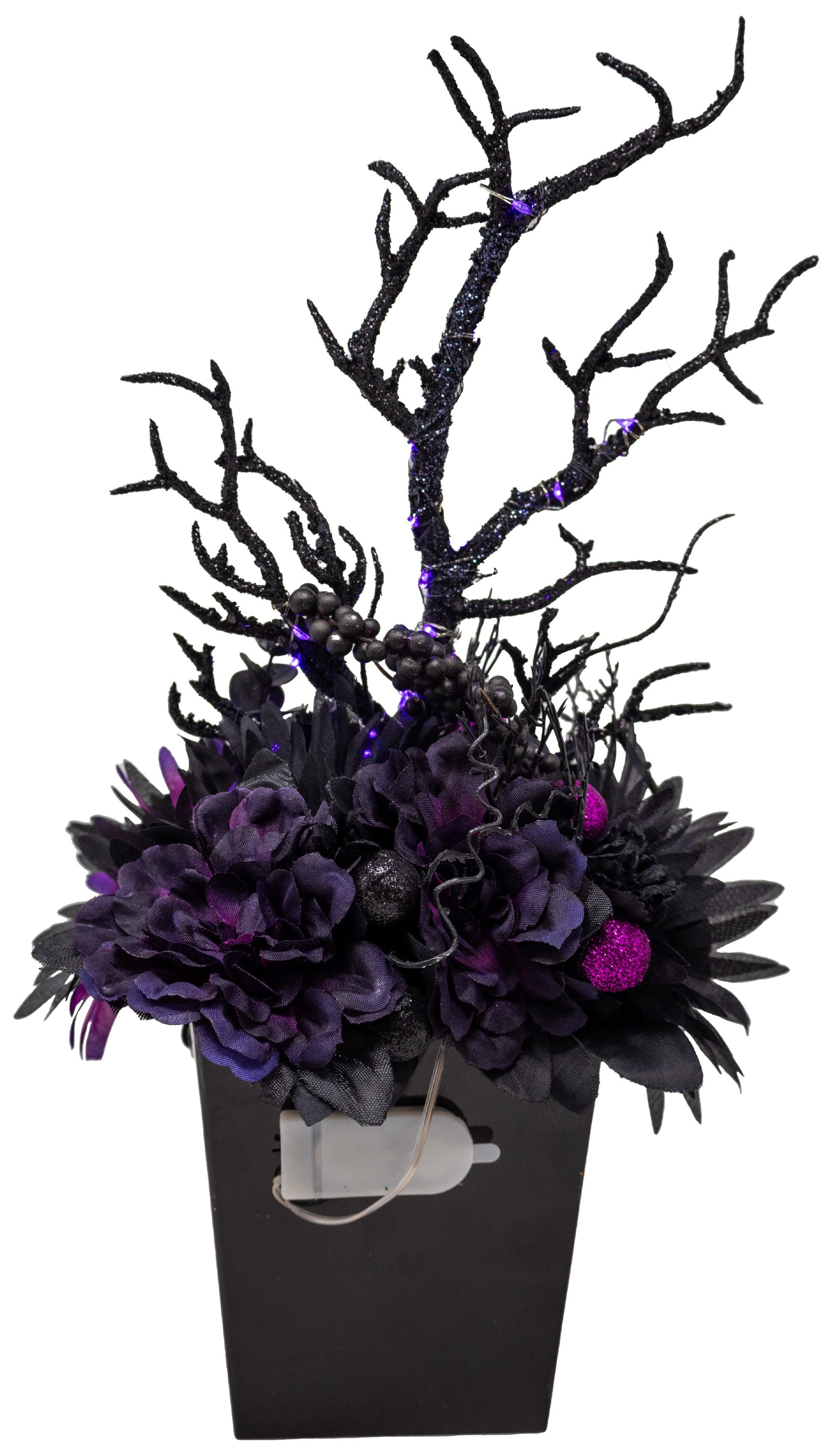 Wicked Halloween Floral Arrangement With Fairy Lights