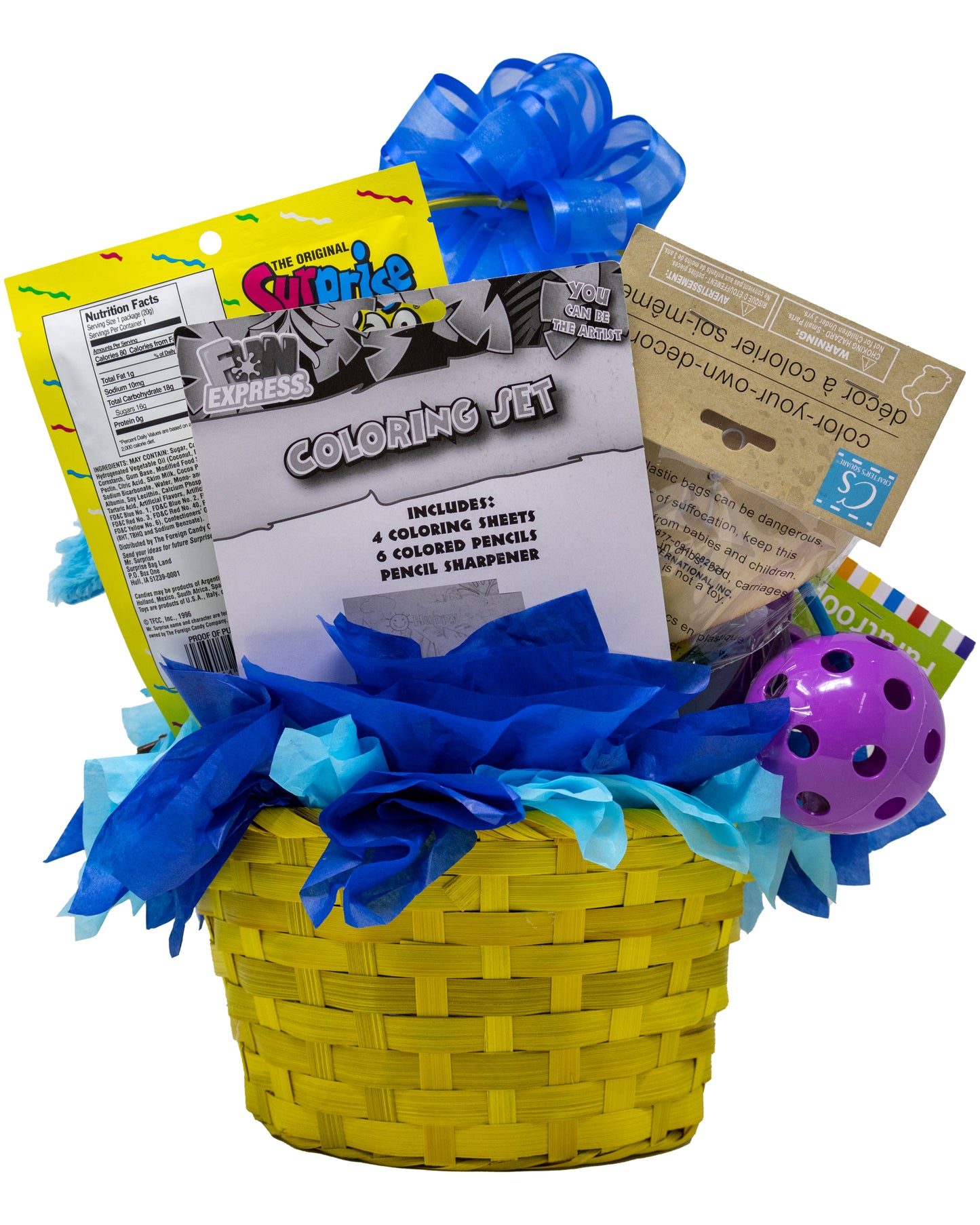 Yellow Prefilled Easter Basket for Kids