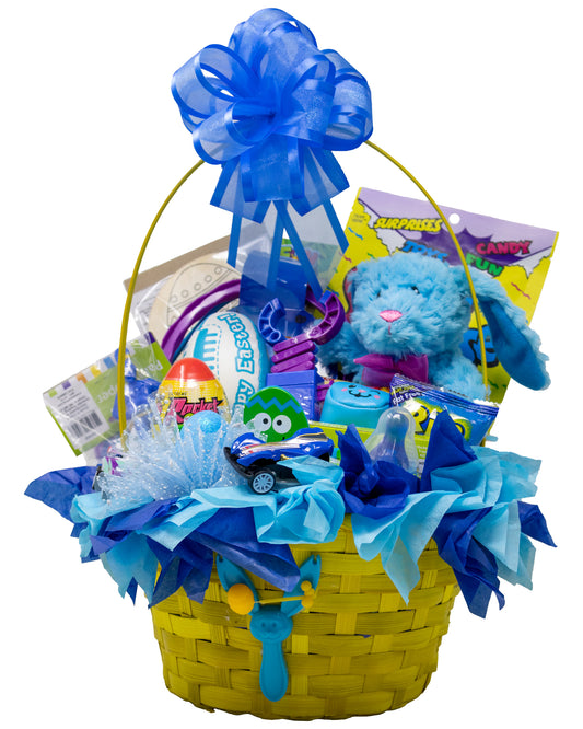 Yellow and Blue Prefilled Easter Basket for Kids