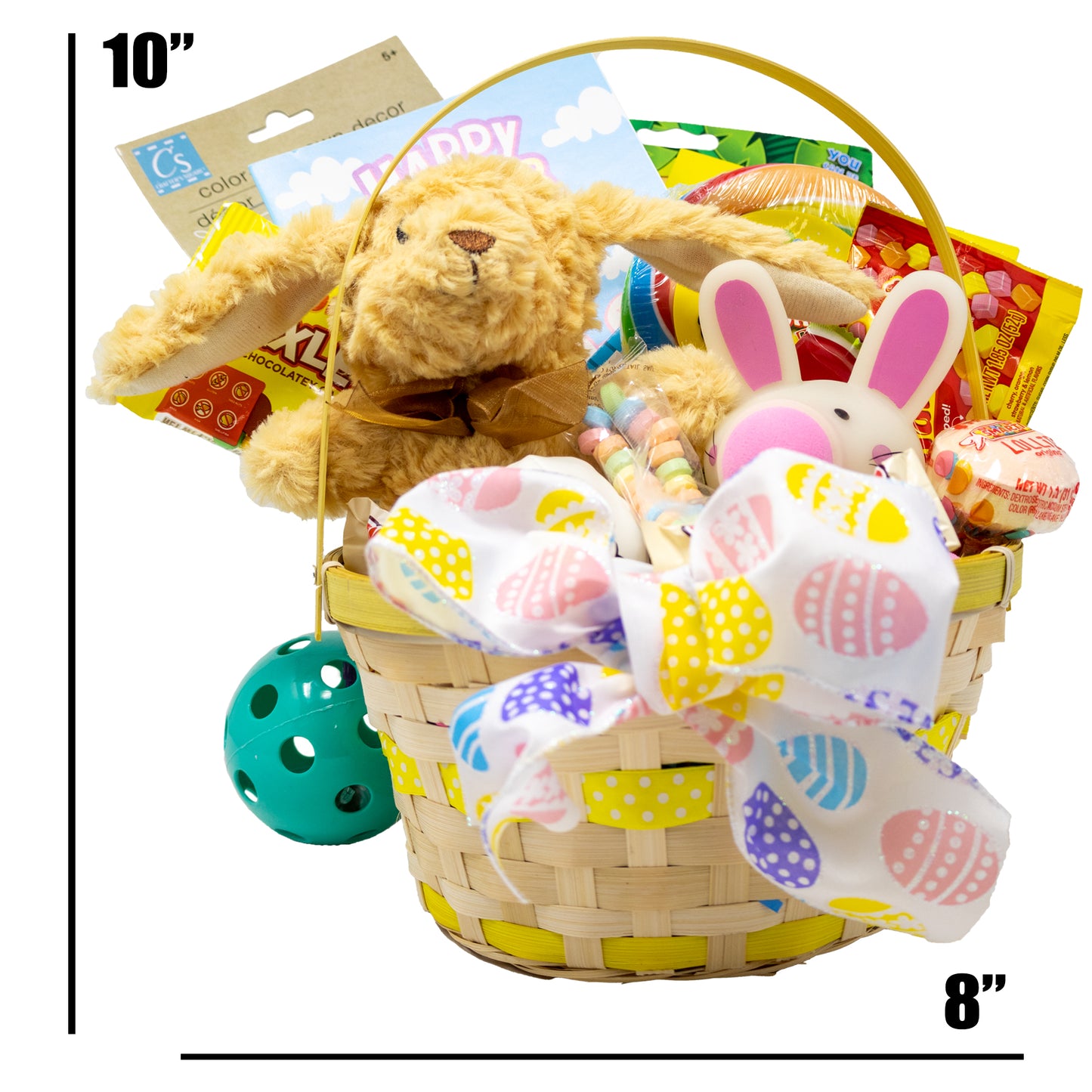 Yellow Polka Dot Prefilled Easter Basket