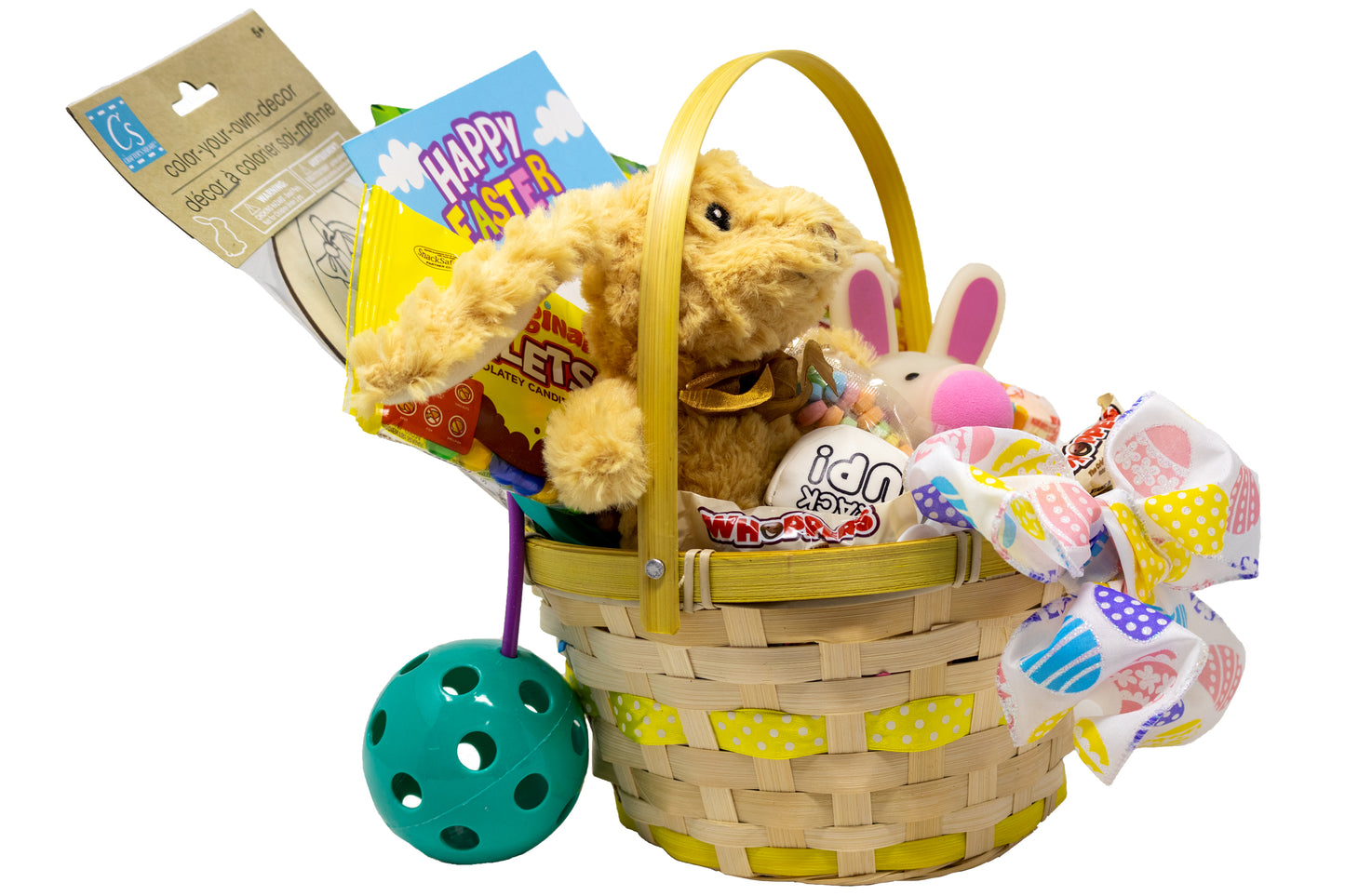 Yellow Polka Dot Prefilled Easter Basket