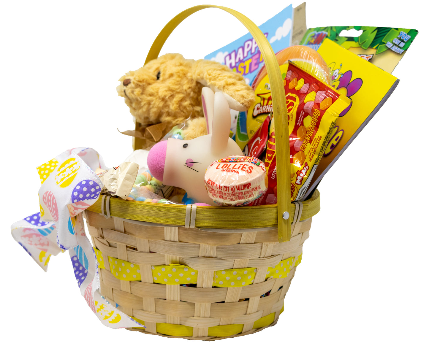 Yellow Polka Dot Prefilled Easter Basket