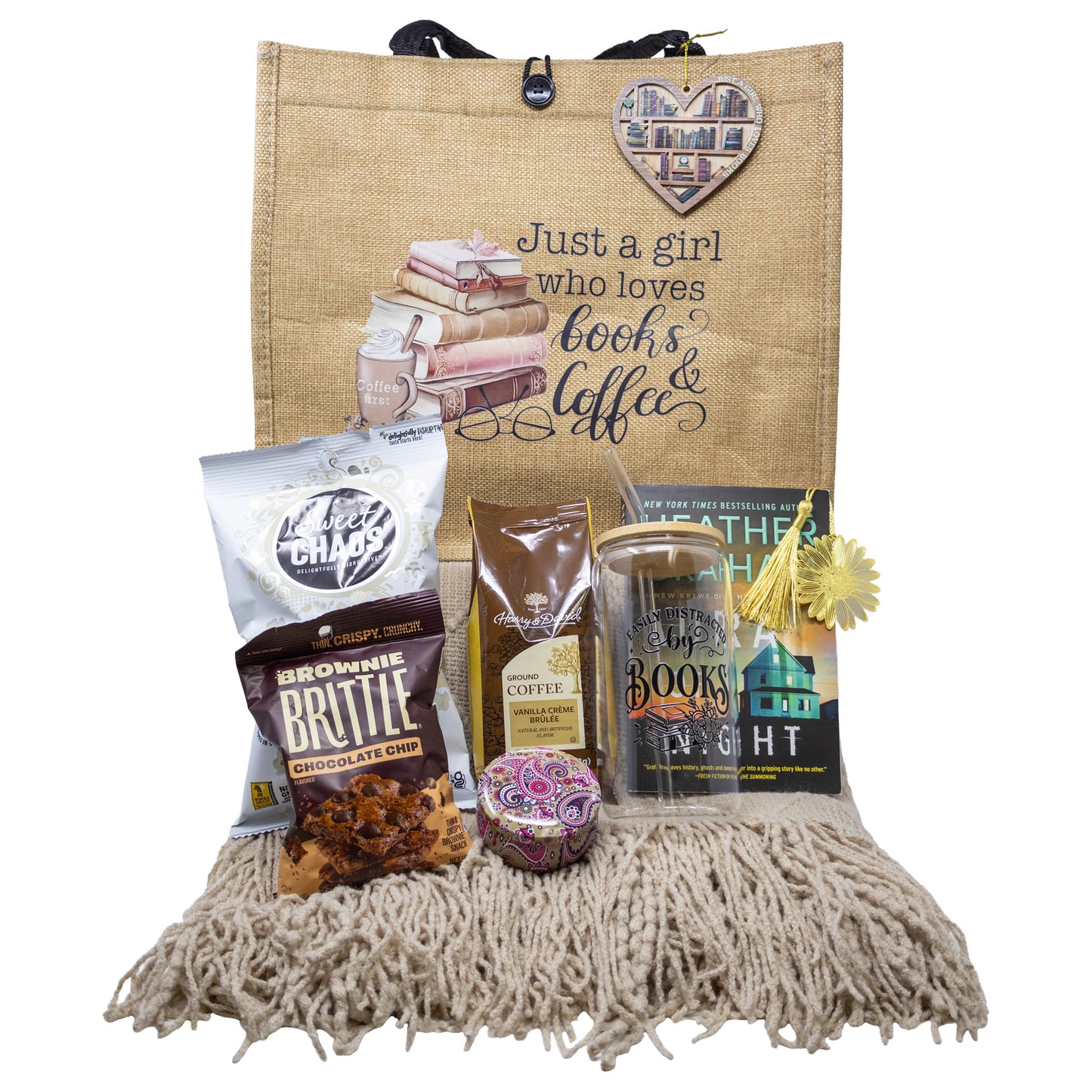 Book & Coffee Lover Gift Tote Bag | "Just a Girl Who Loves Books & Coffee"