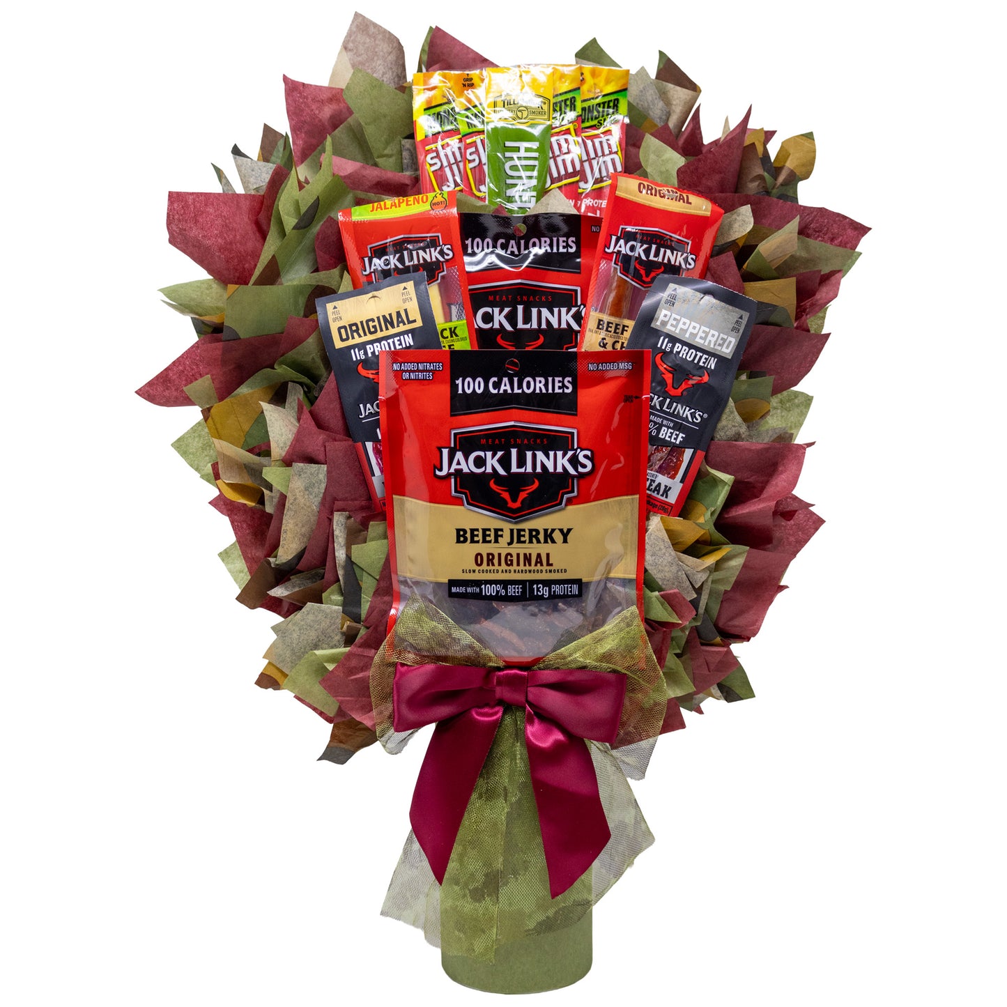 Beef Jerky Bouquet with a Unique Variety of Name Brand Meat Snacks