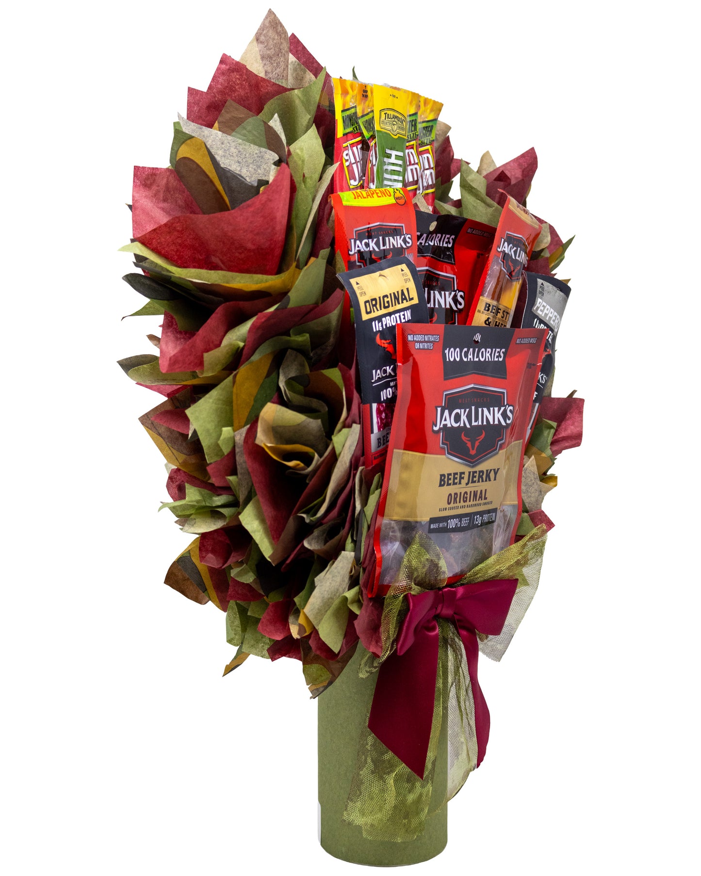 Beef Jerky Bouquet with a Unique Variety of Name Brand Meat Snacks