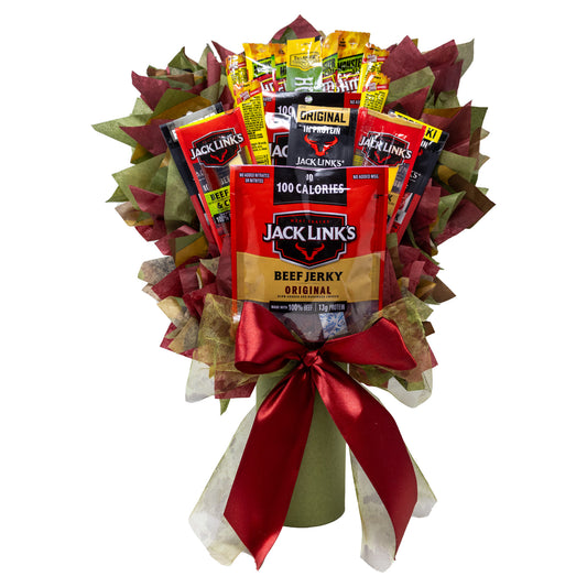 Beef Jerky Bouquet with a Unique Variety of Name Brand Meat Snacks