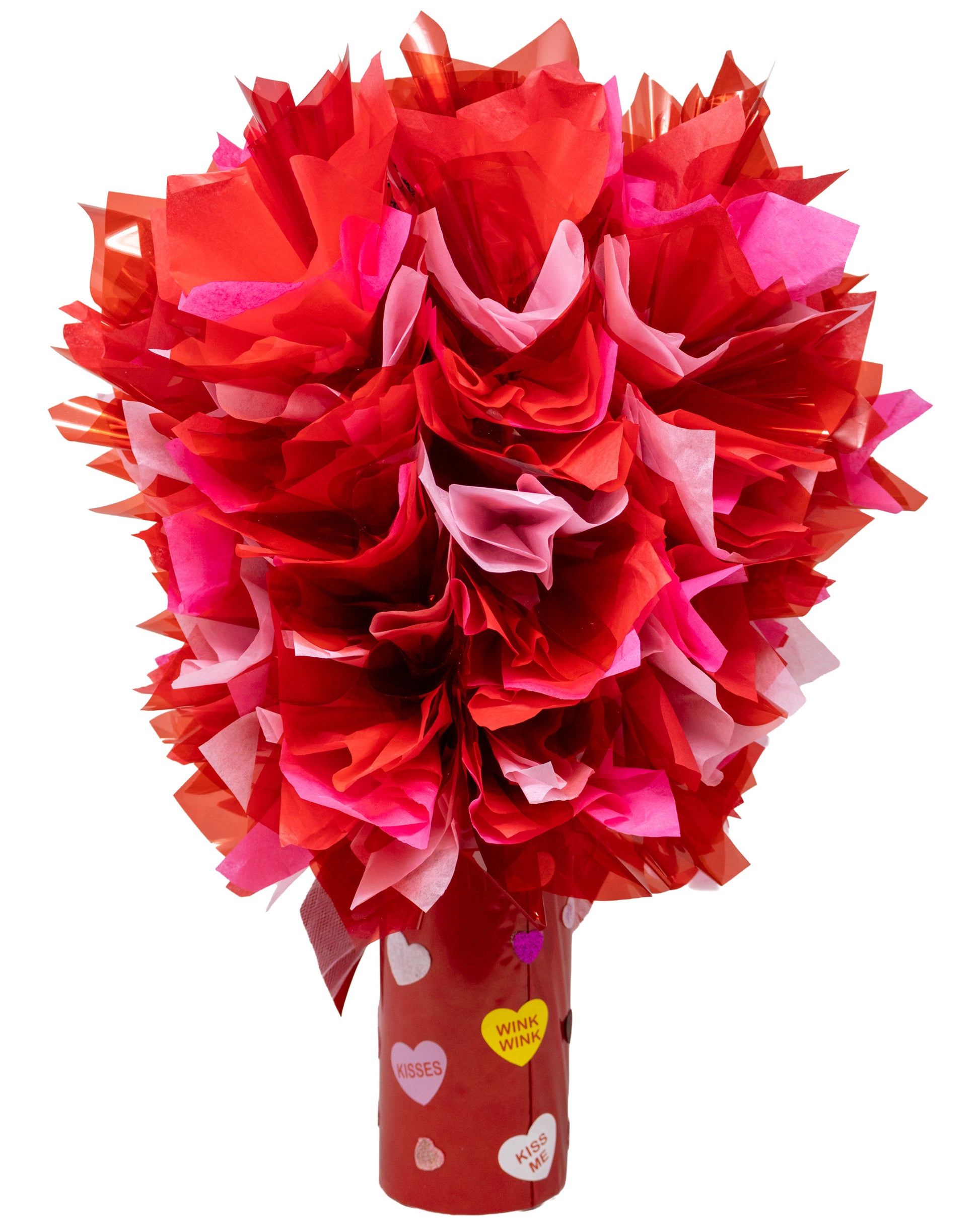 Conversation Hearts Themed Candy Bar Bouquet back view