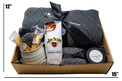 Cozy Charcoal Knitted Blanket Gift Set for Men