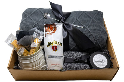 Cozy Charcoal Knitted Blanket Gift Set for Men