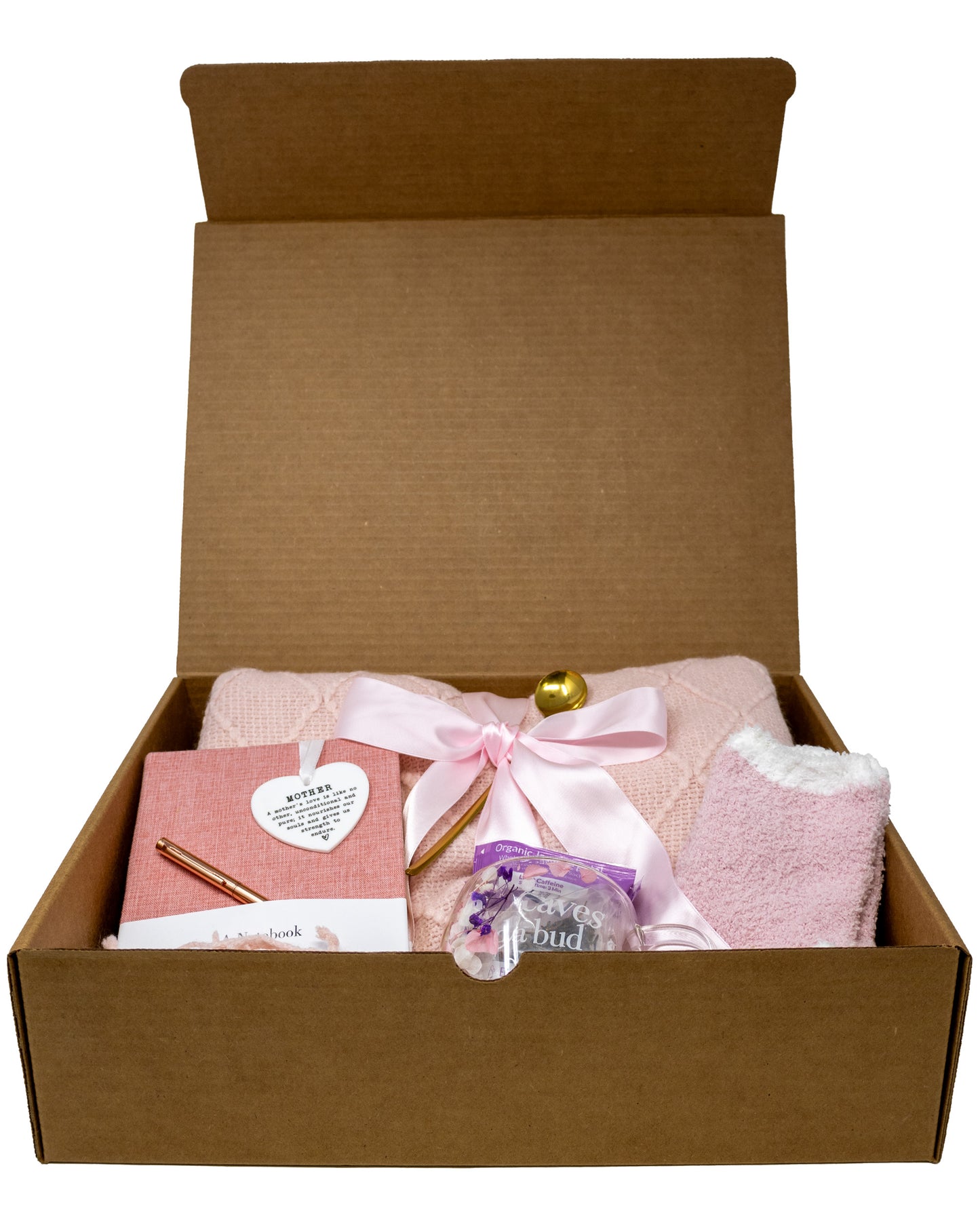 Cozy Blanket & Tea Gift Set Box with Pink Theme