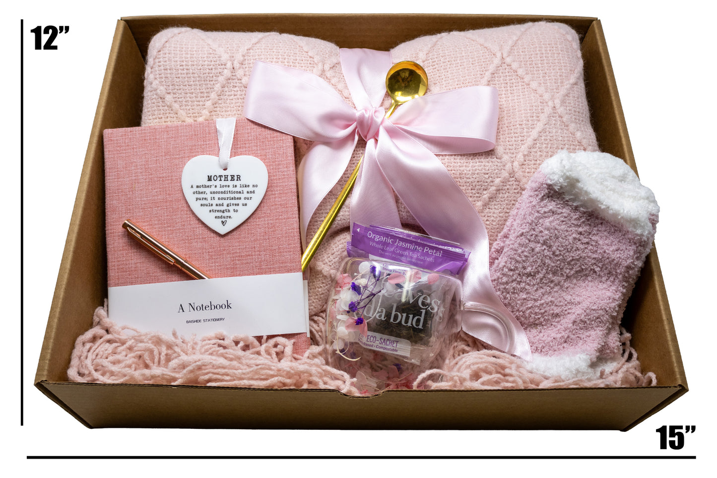 Cozy Blanket & Tea Gift Set Box with Pink Theme