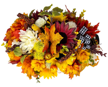 Fall Harvest Centerpiece in Wooden Basket