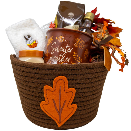 Fall Into Cozy Coffee, Warmth & Chocolate Gift Basket