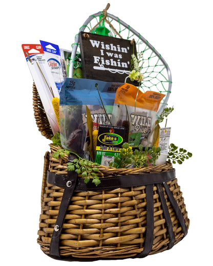 Wish I Was Fishing Creel Gift Basket