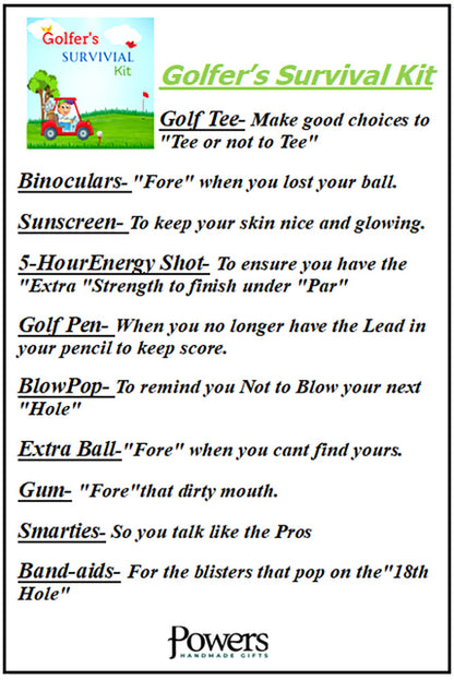 Golfer's Funny Survival Kit