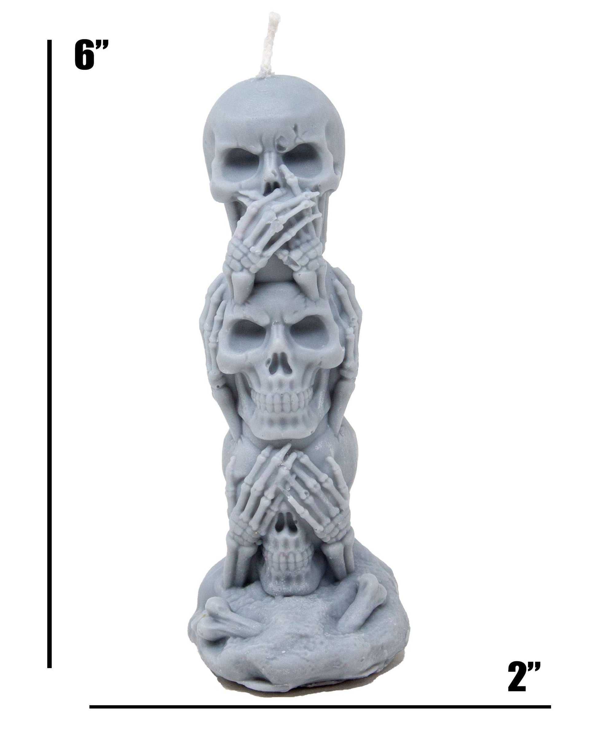 Gray Skull Pillar Halloween Candle