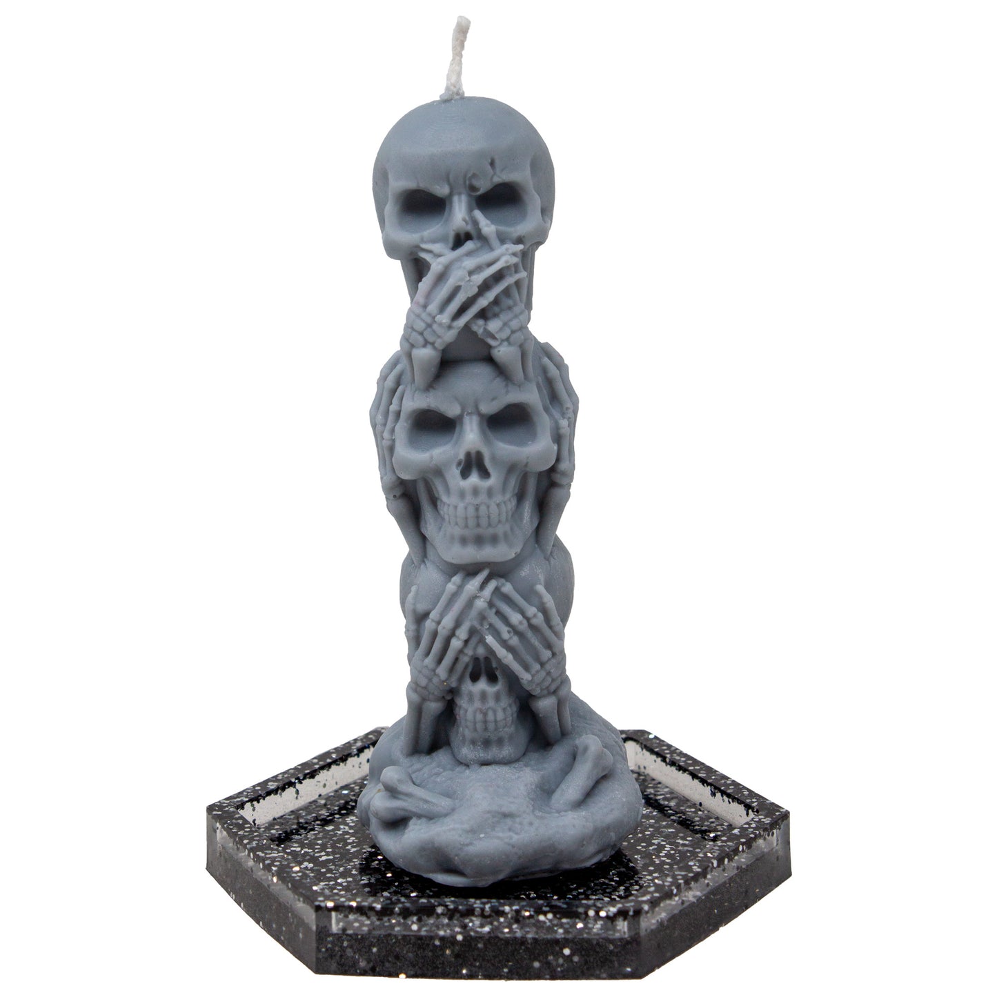 Gray Skull Pillar Halloween Candle
