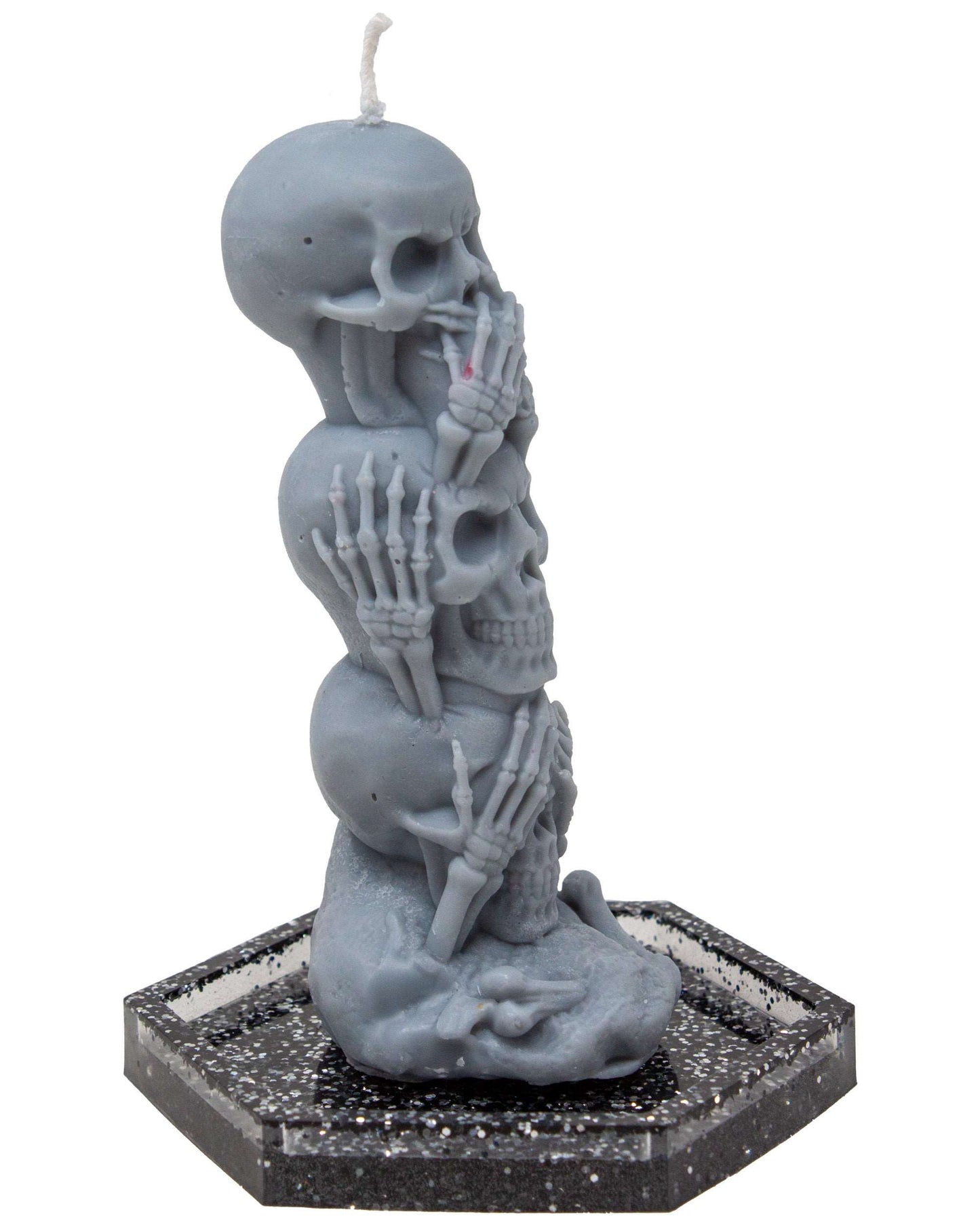 Gray Skull Pillar Halloween Candle