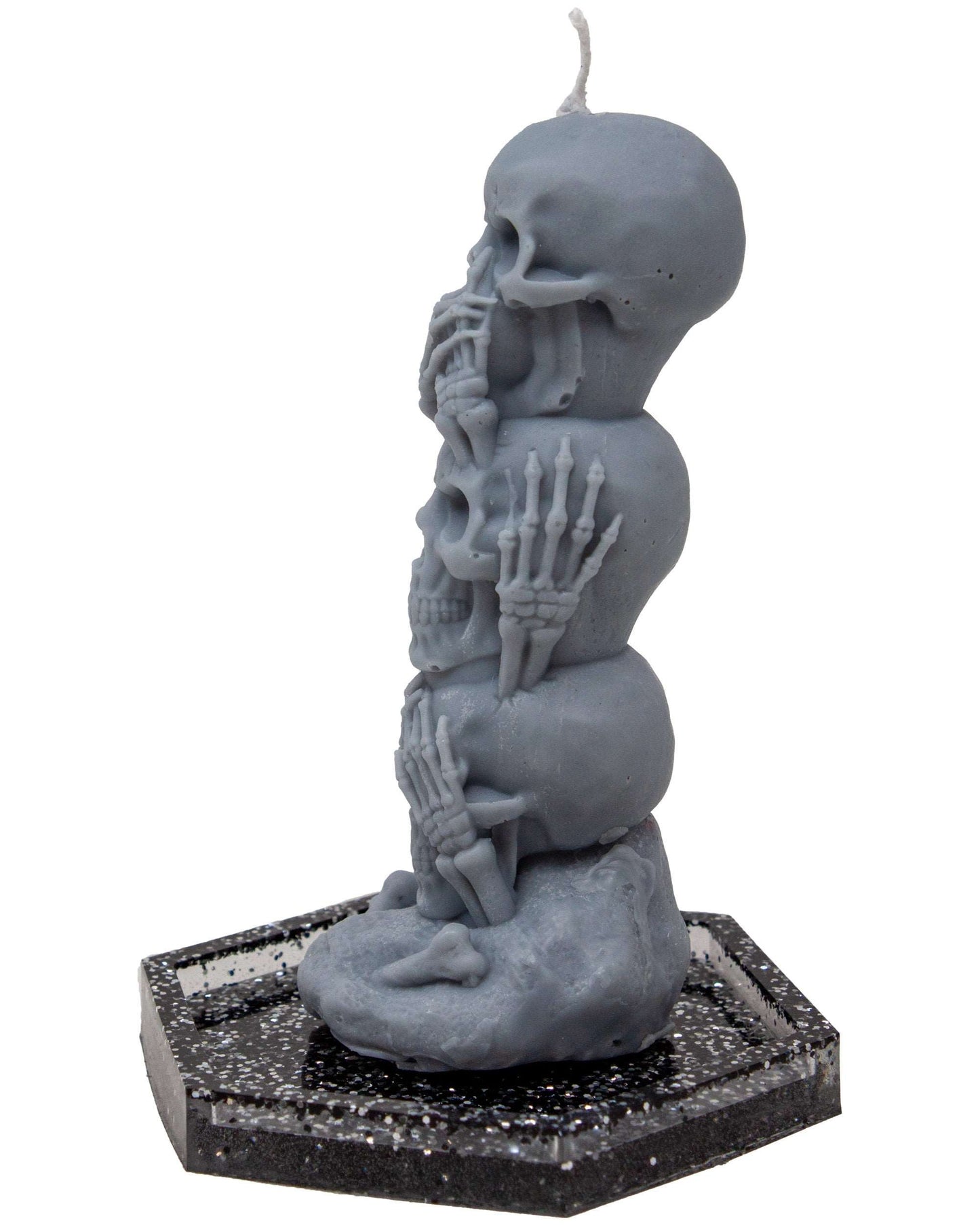 Gray Skull Pillar Halloween Candle