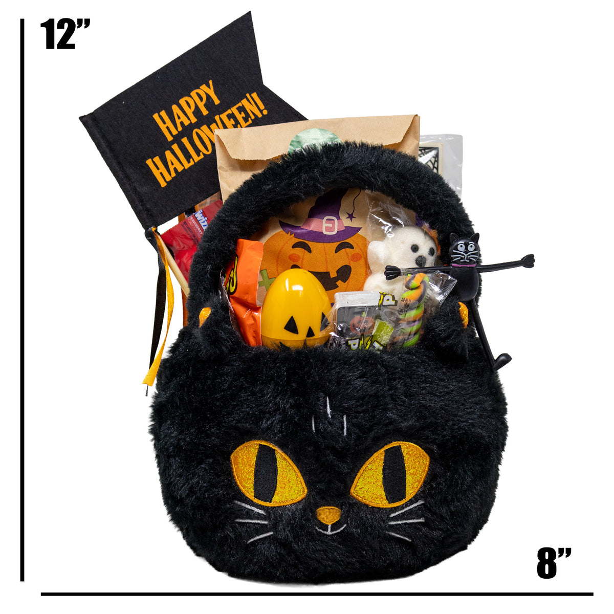 Halloween Fuzzy Cat Prefilled Boo Basket