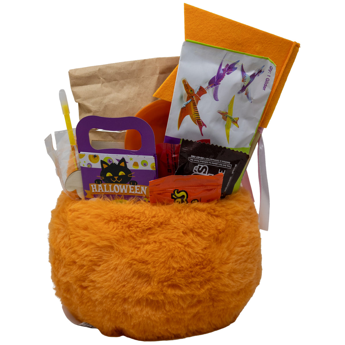 Halloween Fuzzy Pumpkin Prefilled Boo Basket