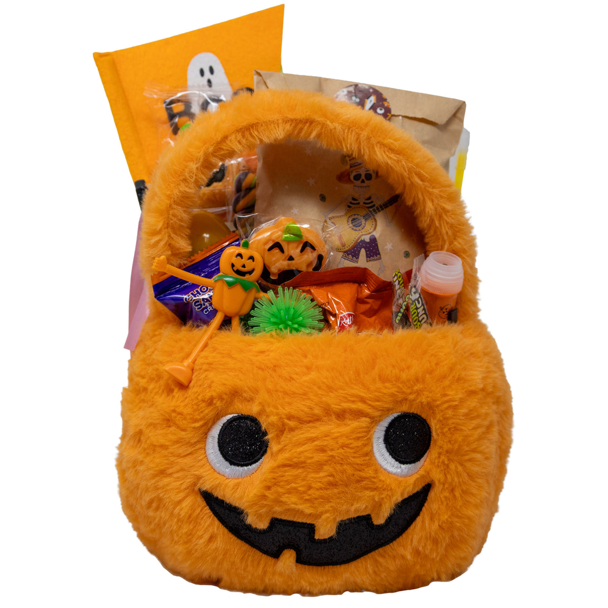 Halloween Fuzzy Pumpkin Prefilled Boo Basket