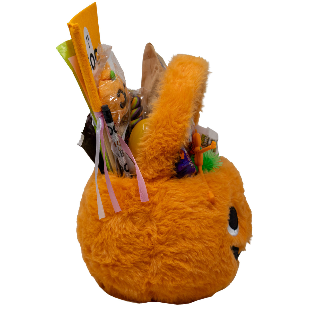 Halloween Fuzzy Pumpkin Prefilled Boo Basket
