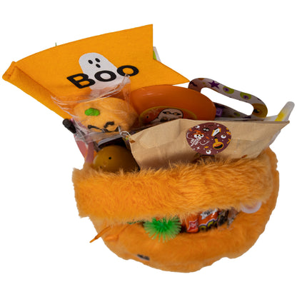 Halloween Fuzzy Pumpkin Prefilled Boo Basket