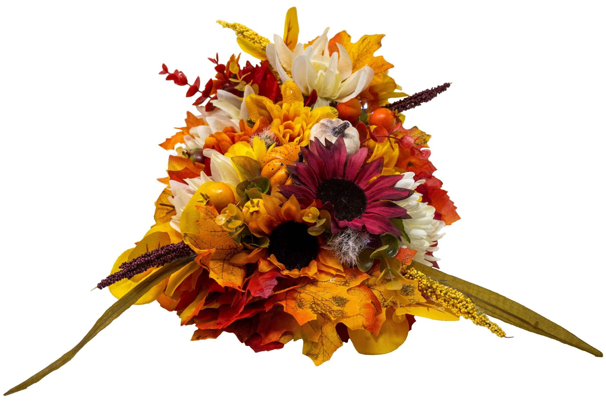 Harvest Cornucopia Centerpiece Floral Arrangement with Fairy Lights