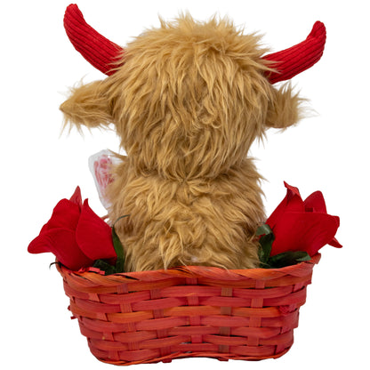 Highland Cow and Keepsake Jewelry Box Valentine Gift Basket with Chocolates