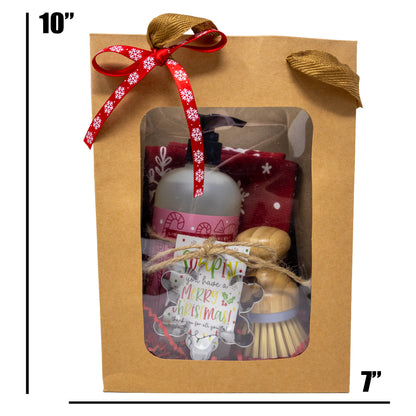Holiday Kitchen Towel and Soap Gift Bag Set