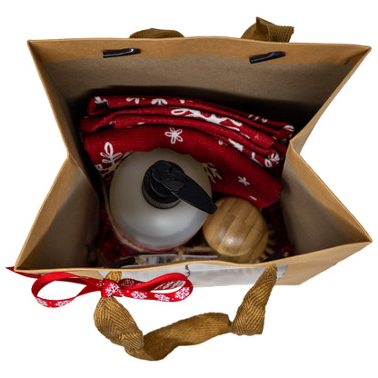 Holiday Kitchen Towel and Soap Gift Bag Set