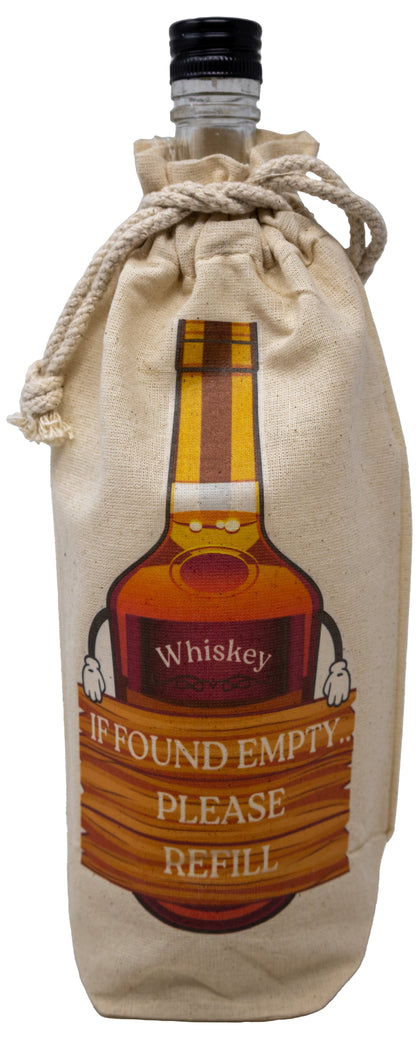 "If Empty Please Refill" Whiskey Funny Gift Bags for Liquor, Whiskey Bottles